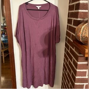 Terra & Sky Size 2x Women's Plum Mauve Tee Shirt Dress